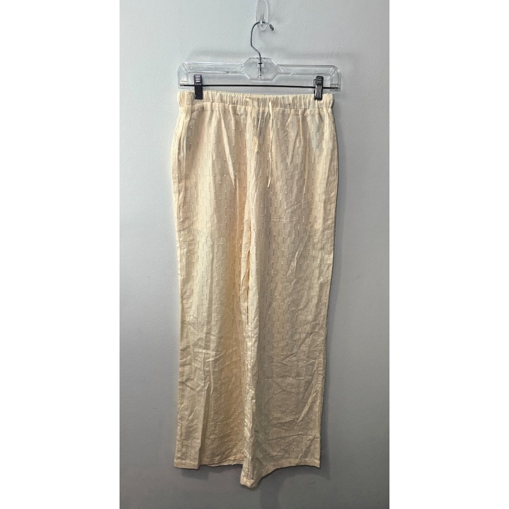Forever 21 Size Small Beachy Boho Lined Cream Pants Flowy and Fomfy Women's